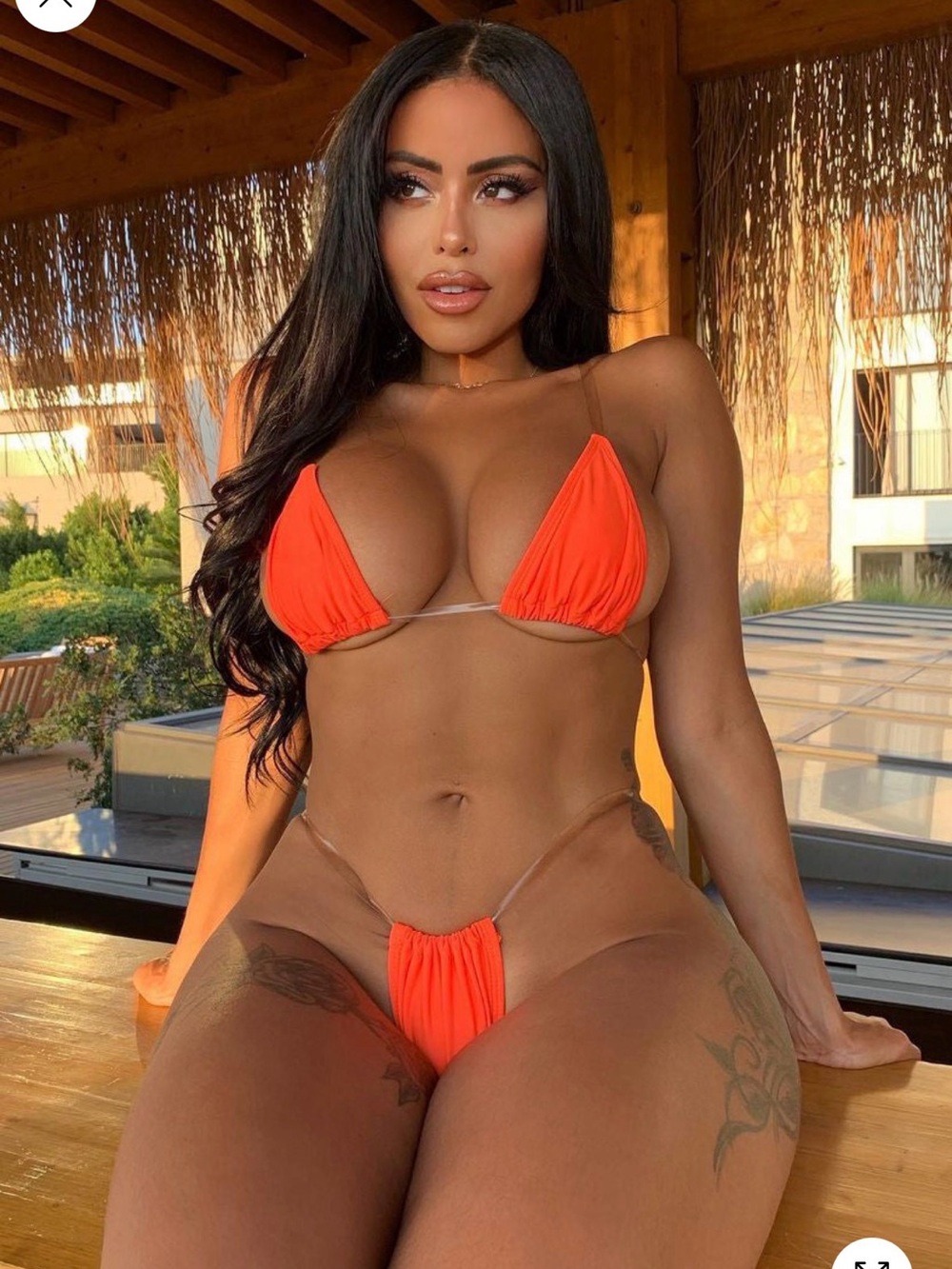Fashion Nova Bright Orange Micro Triangle String Bikini